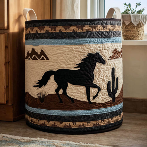 Horses of the High Plains Quilted Laundry Basket NCU0PTT2736