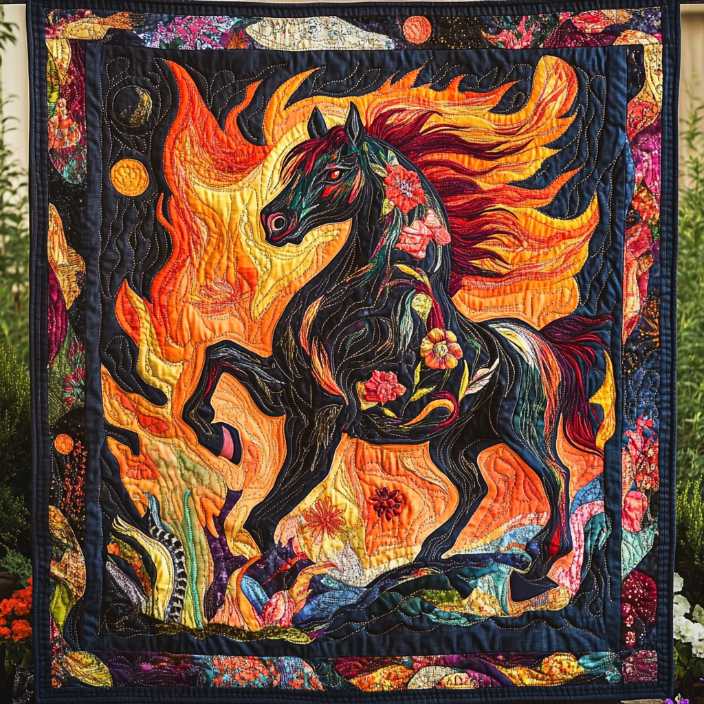 Horses of the Horizon Quilted Blanket NCU0DK963