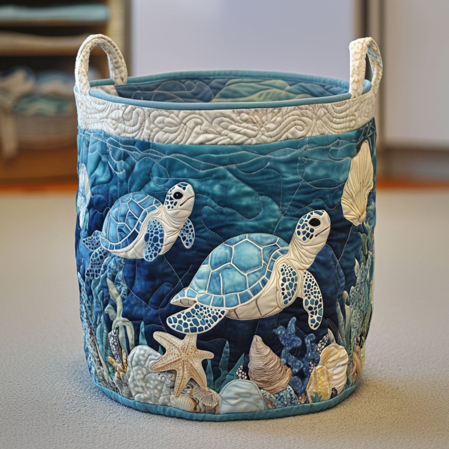 Hug-a-Turtle Quilted Laundry Basket NCU0PTT699