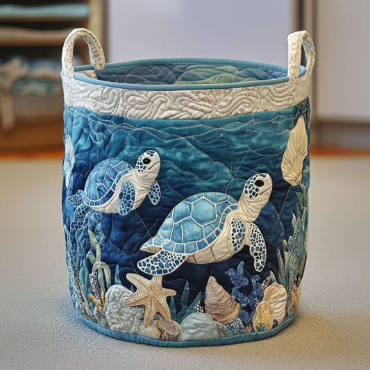 Hug-a-Turtle Quilted Laundry Basket NCU0PTT699