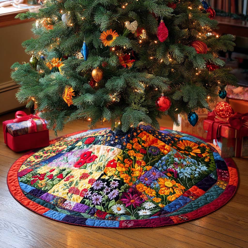Humble Blooms Christmas Quilted Tree Skirt NCU0NNT2412