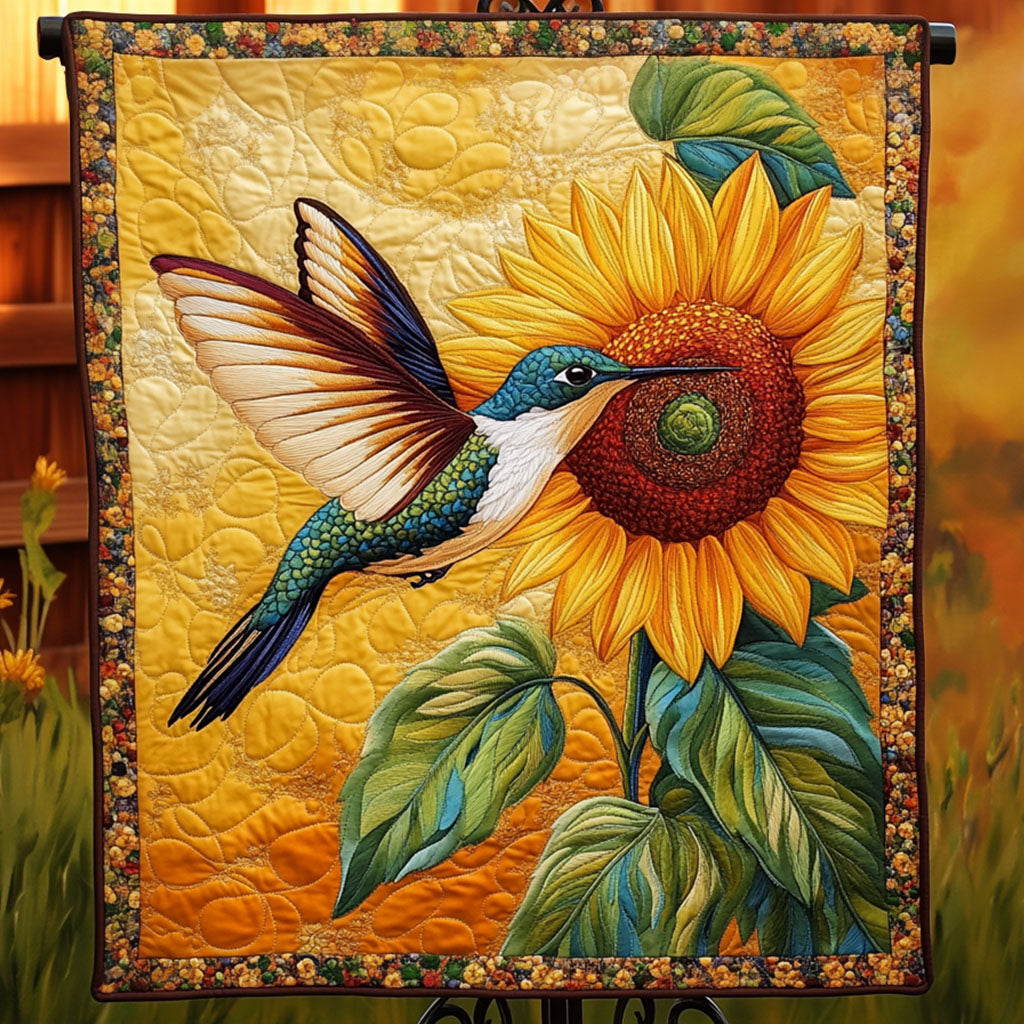 Humming Sunflower Quilted Blanket NCU0NNT238