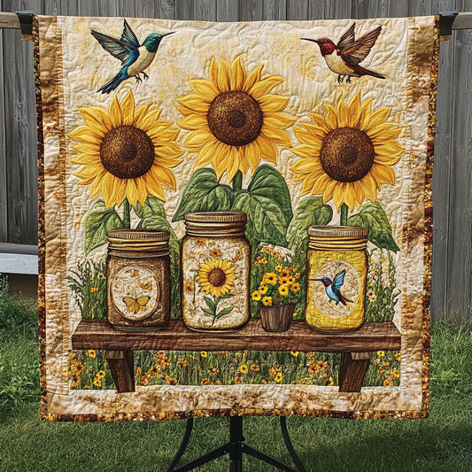 Hummingbird Sunflower Quilted Blanket NCU0NNT239