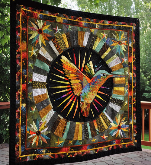 Hummingbird Totem Quilted Blanket NCU0PT239