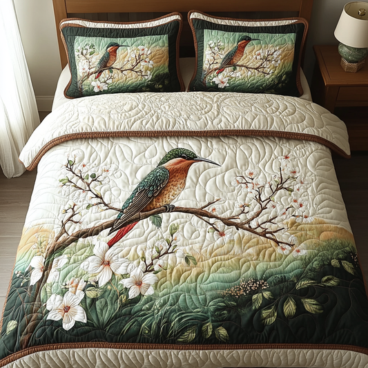 Hummingbird Bliss 3-Piece Quilted Bedding Set NCU0DV423