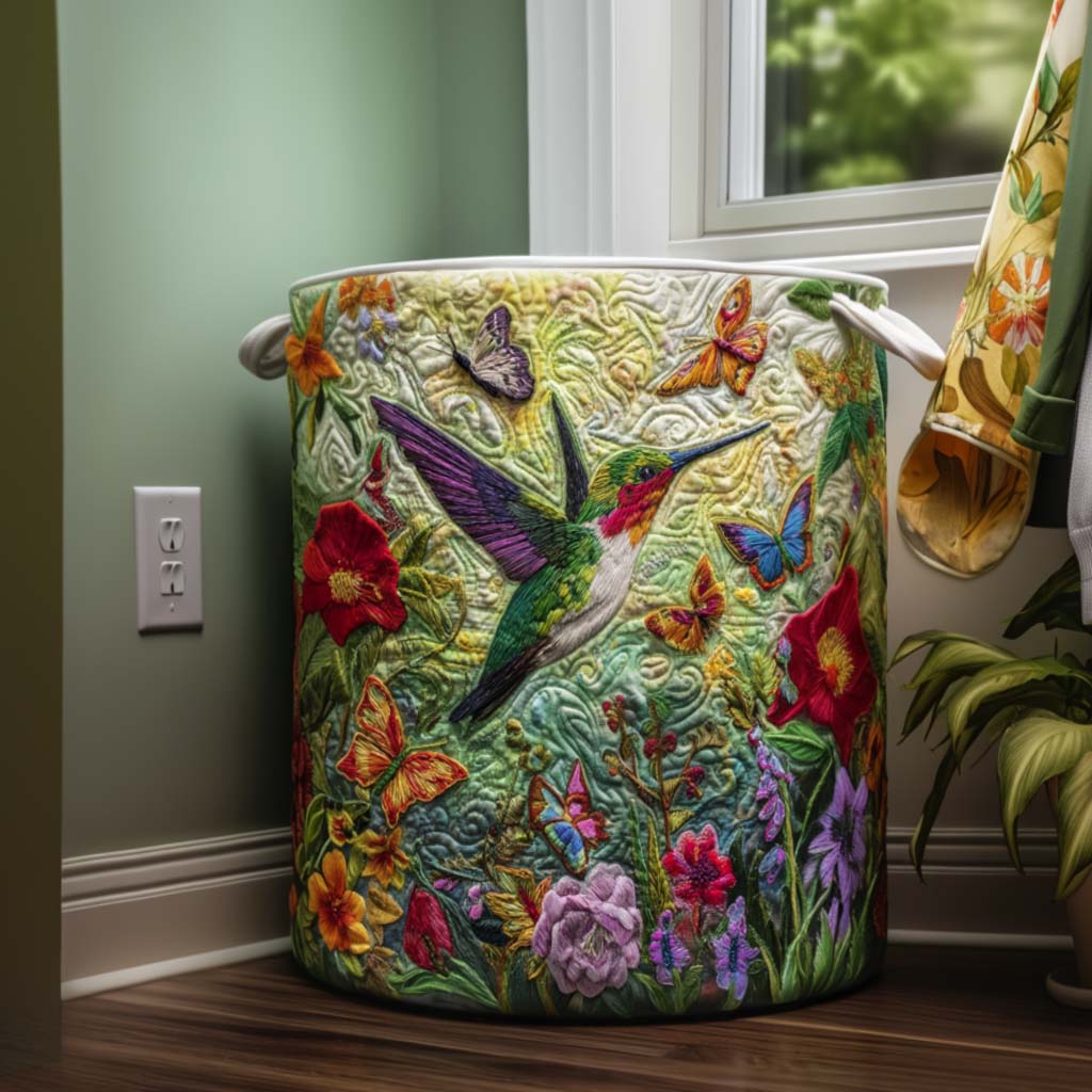 Hummingbird Bliss Quilted Laundry Basket NCU0NNT1417