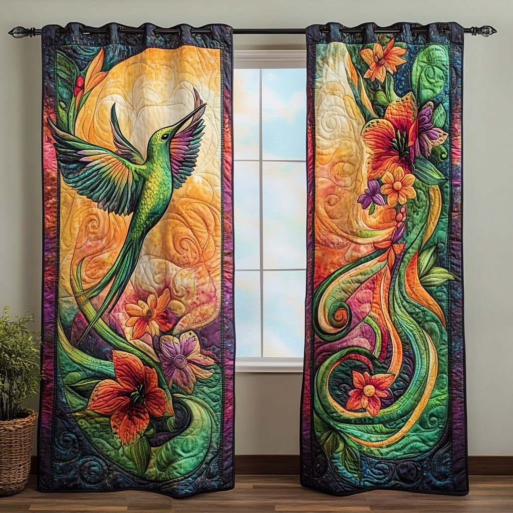 Hummingbird Bloom Quilted Curtains NCU0DDK2006
