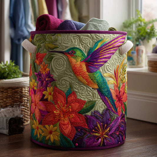 Hummingbird Bloom Quilted Laundry Basket NCU0DDK2031