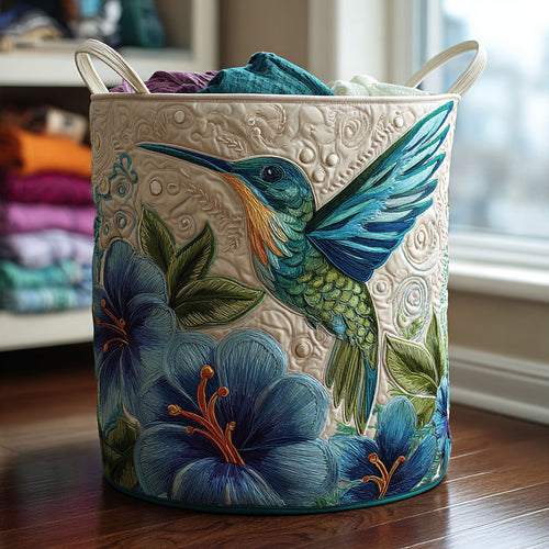 Hummingbird Charm Quilted Laundry Basket NCU0DDK2034