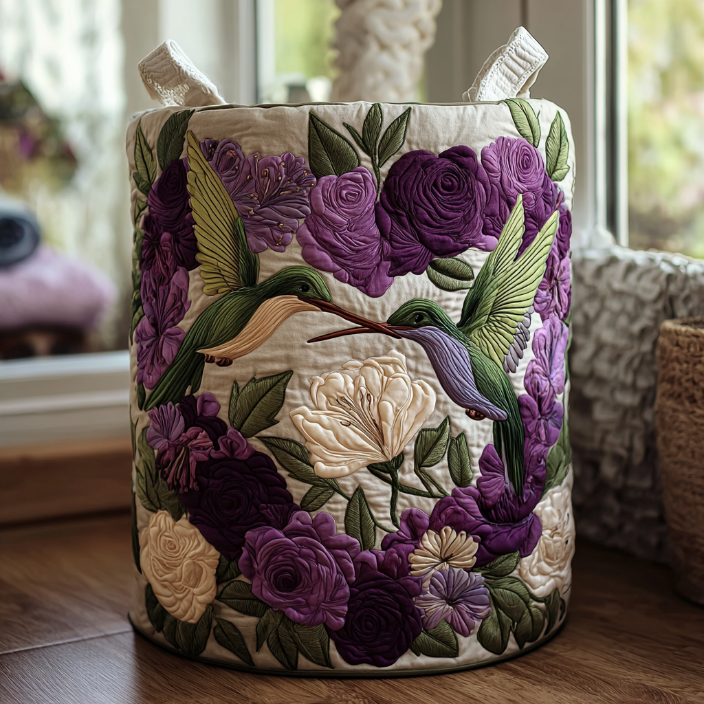 Hummingbird Delight Quilted Laundry Basket NCU0DDK1191