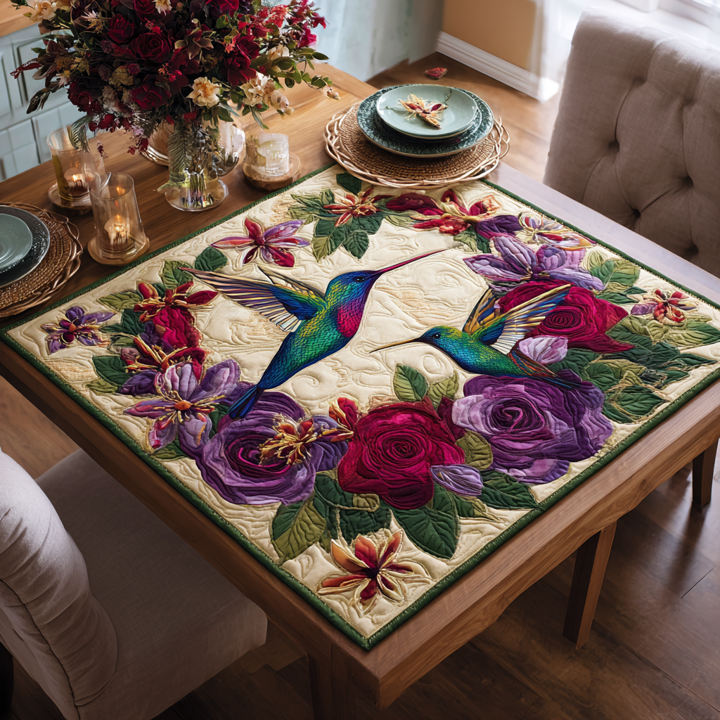 Hummingbird Garden Quilted Table Topper NCU0DDK1212 – Quiltnest