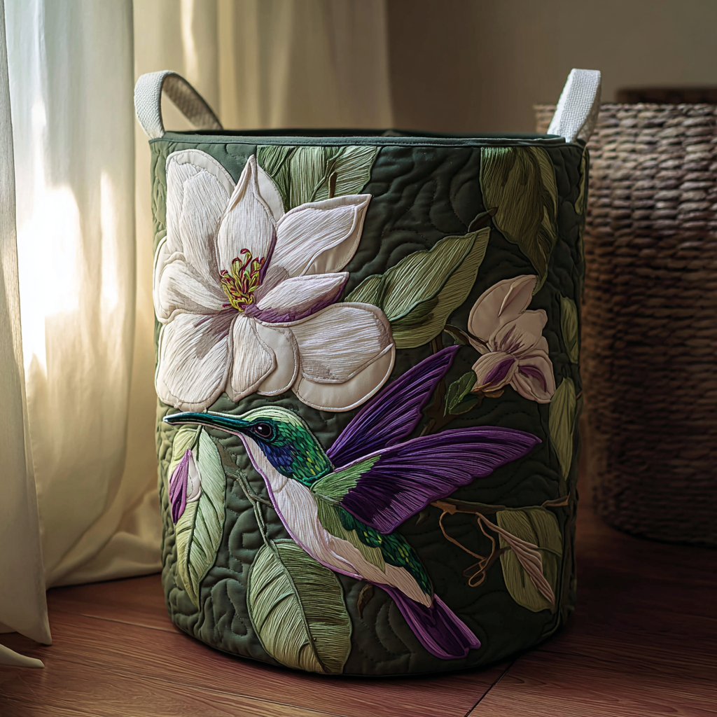 Hummingbird Grace Quilted Laundry Basket NCU0DDK1189