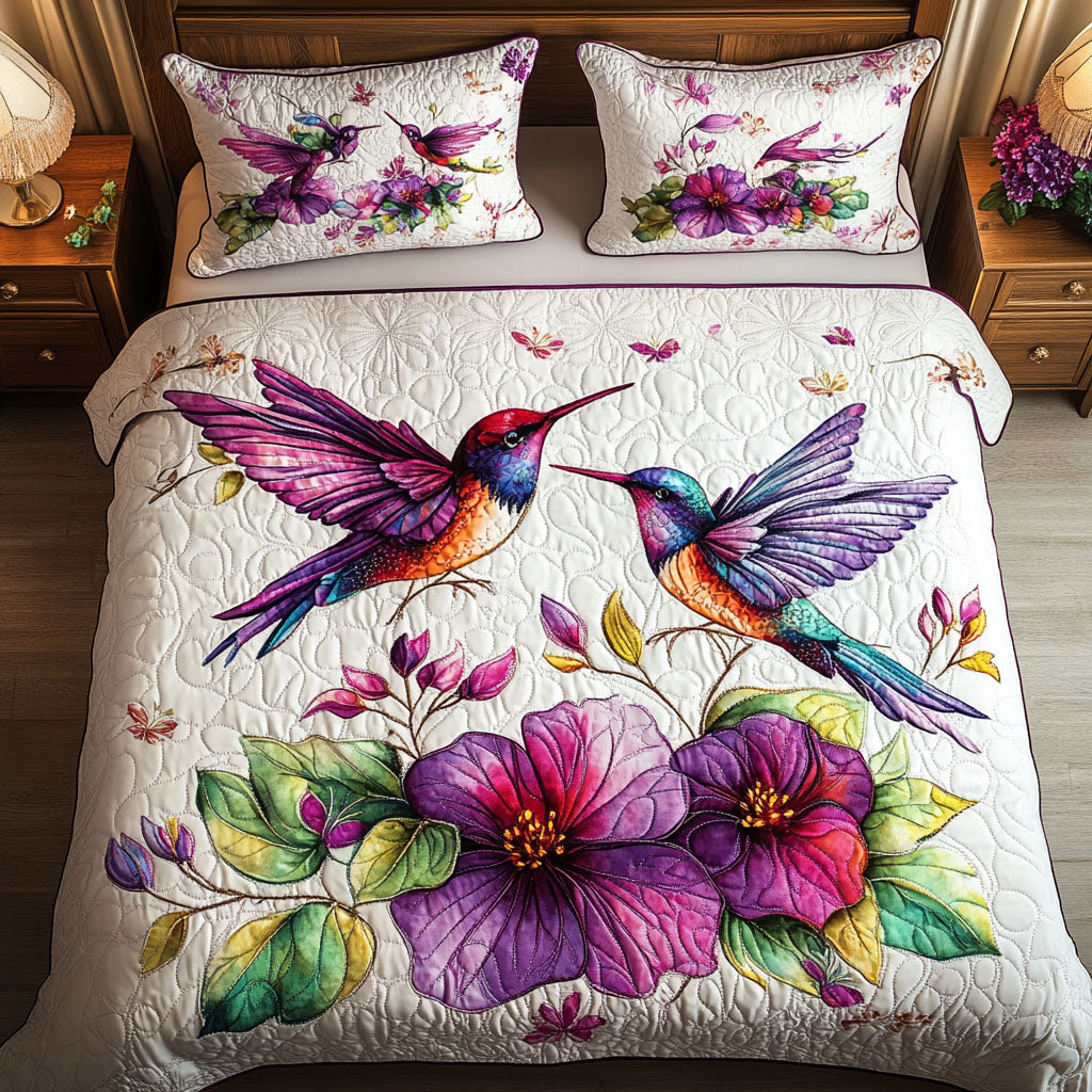 Hummingbird Harmony 3-Piece Quilted Bedding Set NCU0NNT315