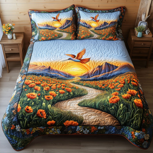 Hummingbird Harmony 3-Piece Quilted Bedding Set NCU0PTT212