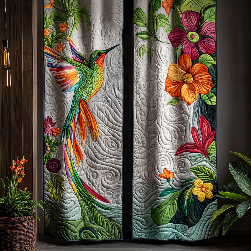 Hummingbird Harmony Quilted Curtains NCU0DDK2004