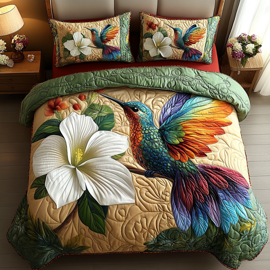 Hummingbird Haven 3-Piece Quilted Bedding Set NCU0DV420
