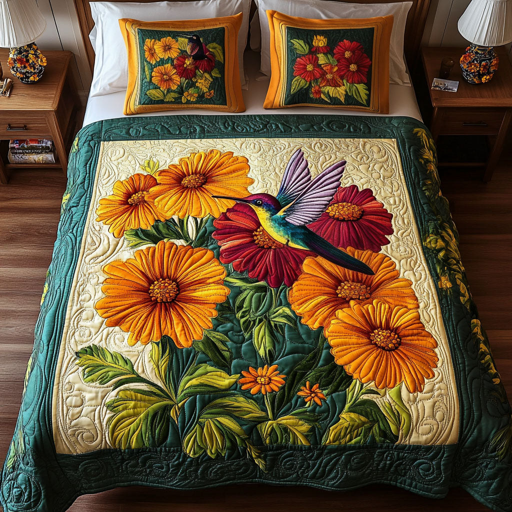 Hummingbird Haven 3-Piece Quilted Bedding Set NCU0PTT067