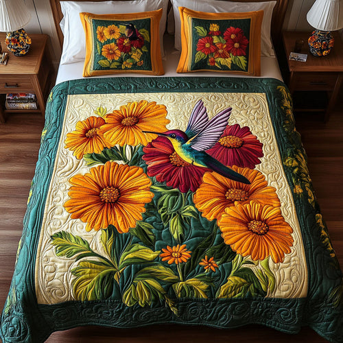 Hummingbird Haven 3-Piece Quilted Bedding Set NCU0PTT067