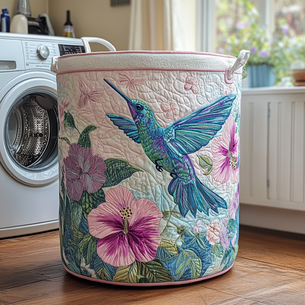 Hummingbird Haven Quilted Laundry Basket NCU0DDK524