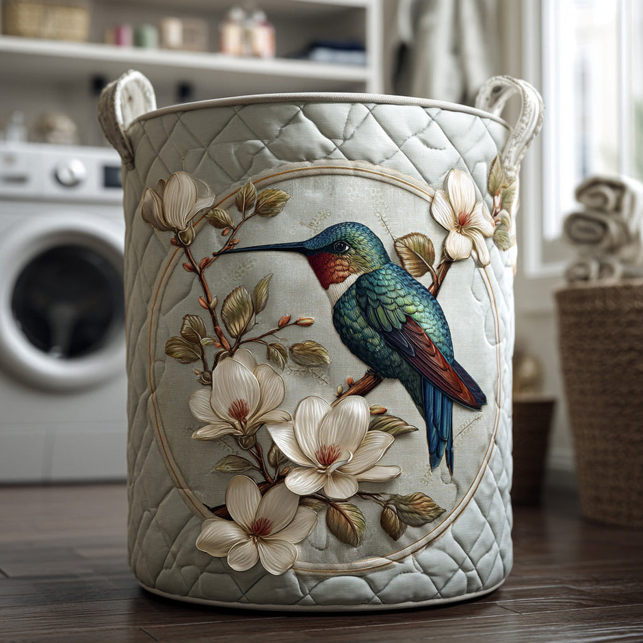 Flying Hummingbird Charm Quilted Laundry Basket NCU0NNT1414