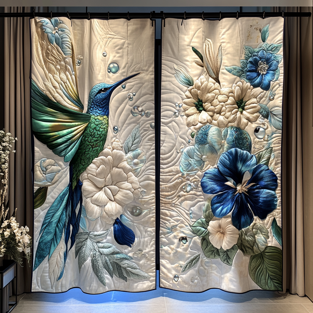 Hummingbird Light Quilted Curtains NCU0DDK2005