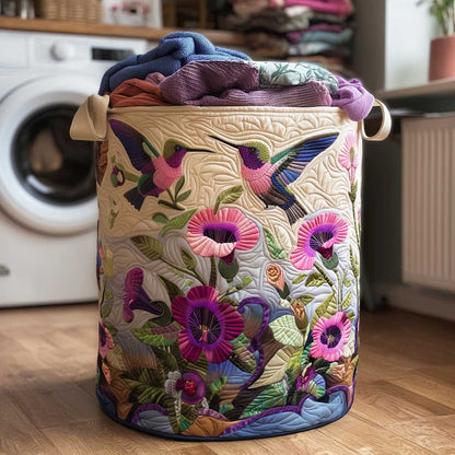 Hummingbird Meadow Quilted Laundry Basket NCU0HTT004