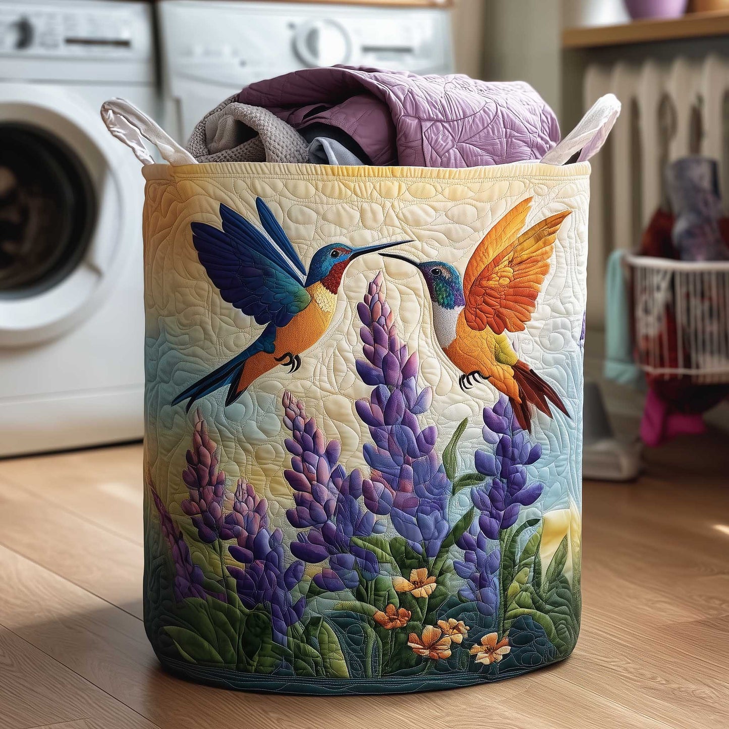 Hummingbird Nest Quilted Laundry Basket NCU0HTT003