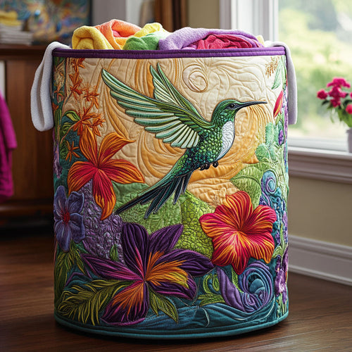 Hummingbird Whisper Quilted Laundry Basket NCU0DDK2032