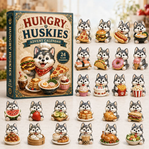 CHRISMAST KICKOFF 40% OFF - Hungry Huskies Advent Calendar 2026 - 24-Day Festive Countdown, Acrylic Charms Blind Box - Gift For Husky Lovers AC0HA096