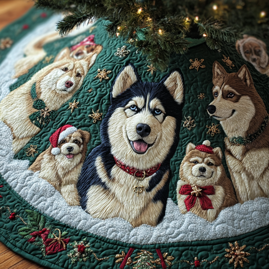 Husky Blessing Christmas Quilted Tree Skirt NCU0DDK1458