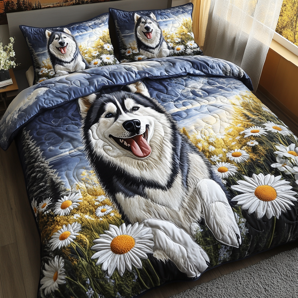 Husky Dreams 3-Piece Quilted Bedding Set NCU0DV457