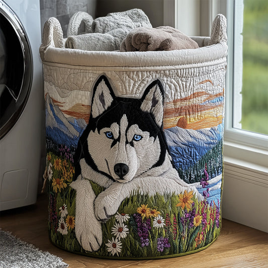 Husky Dreams Quilted Laundry Basket NCU0TH3121