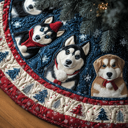 Husky Spirit Christmas Quilted Tree Skirt NCU0DDK1455