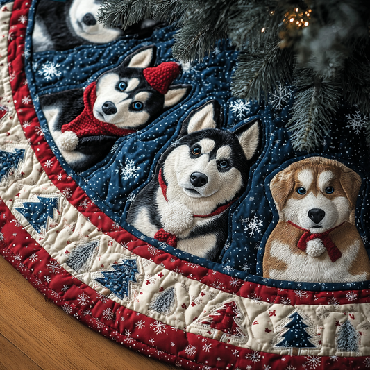 Husky Spirit Christmas Quilted Tree Skirt NCU0DDK1455
