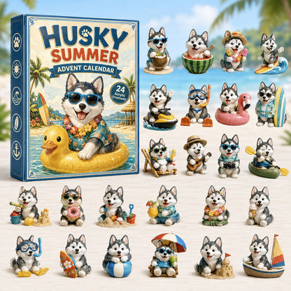 CHRISMAST KICKOFF 40% OFF - Husky Summer Advent Calendar 2026 - 24-Day Festive Countdown, Acrylic Charms Blind Box - Gift For Husky Lovers AC0HA099