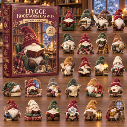 CHRISTMAS KICKOFF 40% OFF - Hygge Bookworm Gnomes Advent Calendar 2026 - 24-Day Festive Countdown, Acrylic Charms Blind Box - Gift For Family and Friends AC0TD057