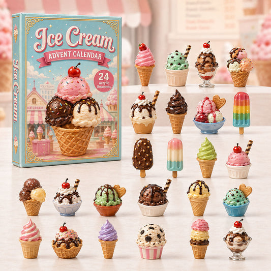 CHRISTMAS KICKOFF 40% OFF - Ice Cream Sweet Treat Advent Calendar 2026 - 24-Day Festive Countdown, Acrylic Charms Blind Box - Gift For Dessert Lovers AC0HA237