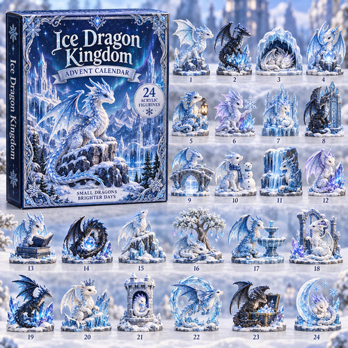 CHRISTMAS KICKOFF 40% OFF - Ice Dragon Kingdom Advent Calendar 2026 - 24-Day Festive Countdown, Acrylic Charms Blind Box - Gift For Dragon Lovers AC0TV018