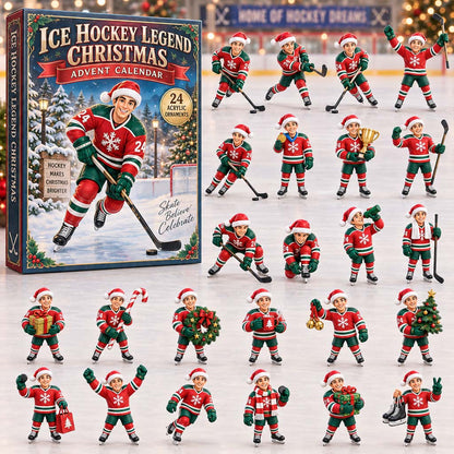 CHRISTMAS KICKOFF 40% OFF - Ice Hockey Legend Christmas Advent Calendar 2026 - 24-Day Festive Countdown, Acrylic Charms Blind Box - Gift For Kids AC0HH040