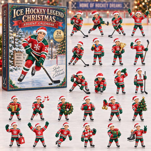 CHRISTMAS KICKOFF 40% OFF - Ice Hockey Legend Christmas Advent Calendar 2026 - 24-Day Festive Countdown, Acrylic Charms Blind Box - Gift For Kids AC0HH040