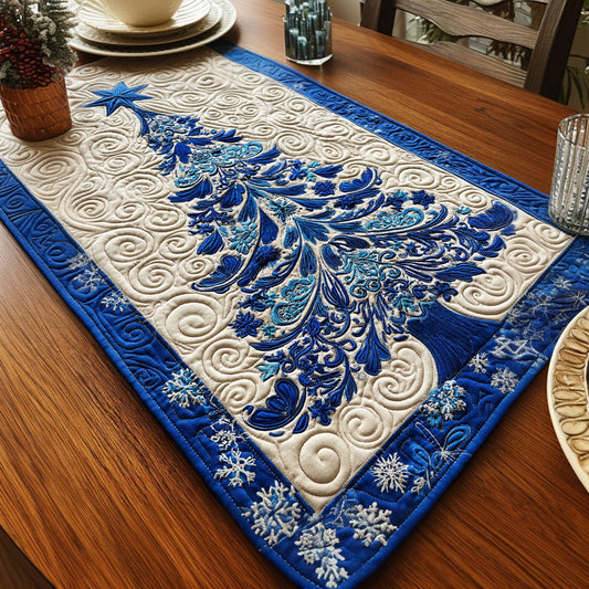 Icy Fir Sparkle Quilted Table Runner NCU0PTT1363