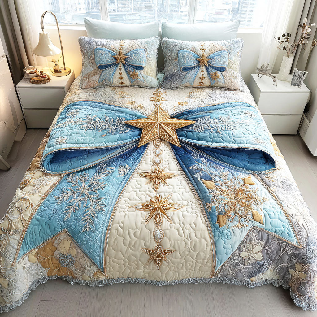 Icy Ribbon Grace 3-Piece Quilted Bedding Set NCU0NTD602