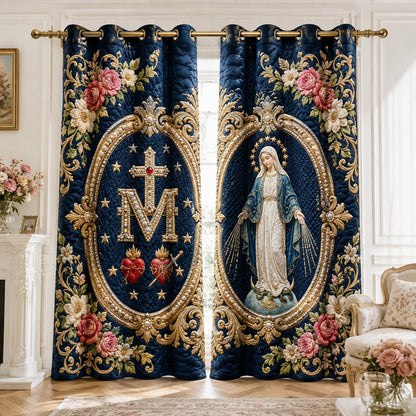 Immaculate Heart Emblem Quilted Curtains NCU0HNH1220