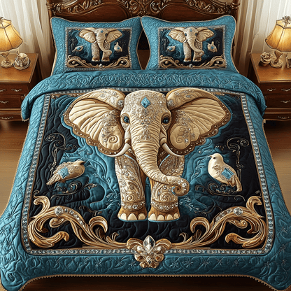 Imperial Elephant 3-Piece Quilted Bedding Set NCU0TH2254