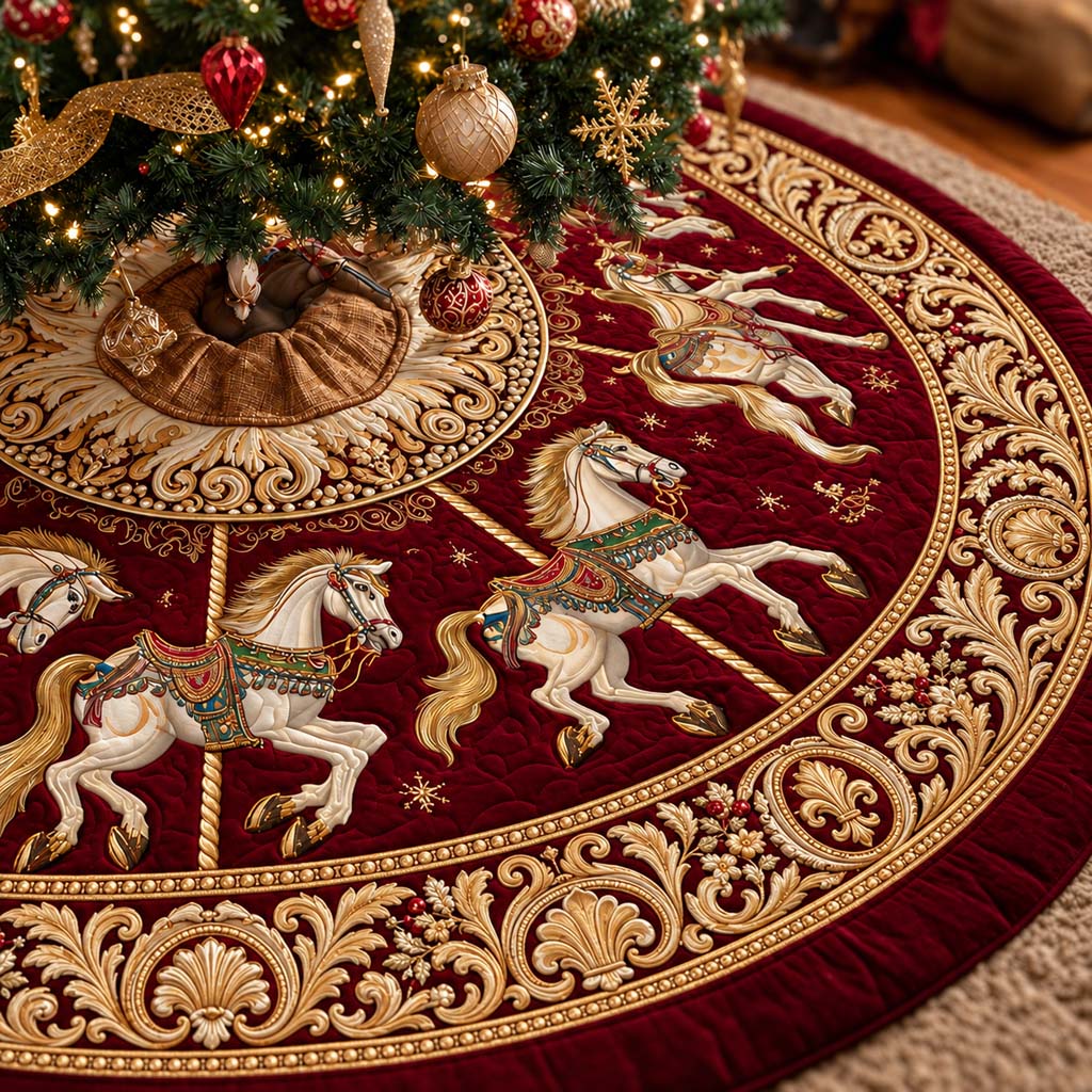 Imperial Carousel Christmas Quilted Tree Skirt NCU0HNH1282
