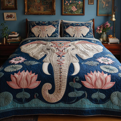 Indigo Lotus Elephant 3-Piece Quilted Bedding Set NCU0LDH714