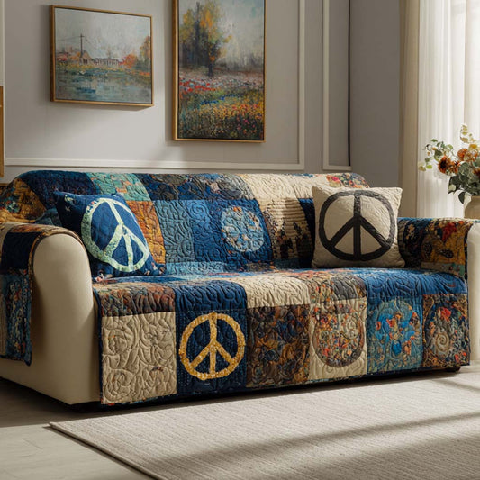 Indigo Peace Revival Quilted Sofa Cover NCU0NXD1411