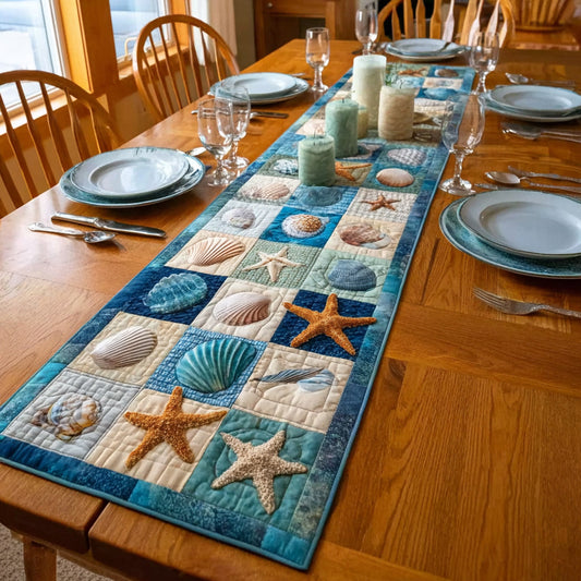 Indigo Sea Quilted Table Runner NCU0HNH833