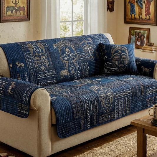 Indigo Tribal Quilted Sofa Cover NCU0NXD1809