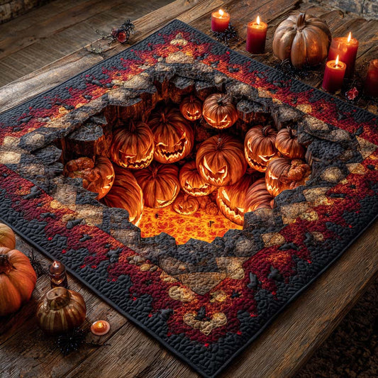 Inferno Pumpkin Abyss Quilted Table Topper NCU0NXD384